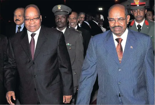  ?? Picture: JACOLINE PRINSLOO ?? HELD TO ACCOUNT: President Jacob Zuma with Sudanese President Omar al-Bashir prior to the notice to withdraw from the ICC.