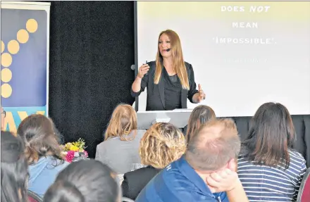  ?? DESIREE ANSTEY/ JOURNAL PIONEER ?? Heather Moyse shares her message during the P.E.I. youth summit YDAY on the weekend. Moyse said everyone is much more capable than they may believe.