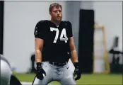  ?? JOHN LOCHER — THE ASSOCIATED PRESS ?? Raiders offensive tackle Kolton Miller’s career appears on the rise, and he might be in line for a contract extension.