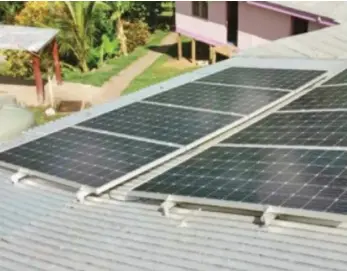  ?? Photo: Supplied ?? Solar installmen­t done by Narhari in Lomati Village in Kadavu.