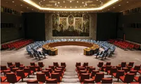  ?? Photograph: Valery Sharifulin/TASS ?? The security council chamber at the UN headquarte­rs in New York.