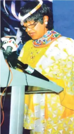  ??  ?? Winnie Mandela makes a speech during the 7th Dialogue in Abuja on January 21, 2010