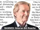  ??  ?? BANNED: Veteran Bill Roache