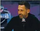  ?? CHARLIE NEIBERGALL — THE ASSOCIATED PRESS ?? 49ers head coach Kyle Shanahan says he gets opinions on who he should pick in the draft everywhere he goes.