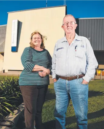  ?? SPECIAL FORUM: Co- ordinator Ann Nelson and president of Australia in Retirement Townsville Roger Walsh outside Riverway Stadium. Picture: ALIX SWEENEY ??