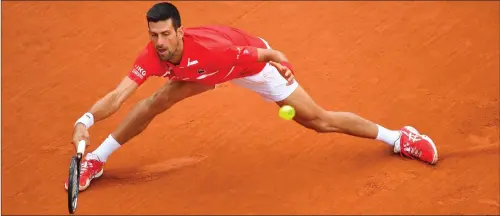  ??  ?? Novak Djokovic has now won 70 games at Rolland Garros