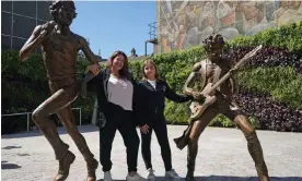  ?? ?? ‘Like Madame Tussauds waxworks’: the Stones statue in Dartford. Photograph: Yui Mok/