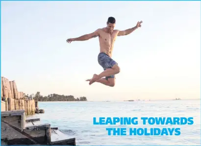  ??  ?? Expresso presenter and model Ewan Strydom leapS into Zanzibar’s azure waters at the La Gemma D’ell Est resort in Nungwi. Ewan recently visited the island to compile a travelogue for the SABC3 breakfast show. He visited many of the island’s attraction­s...