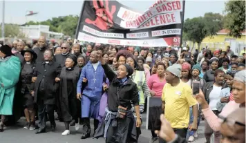  ?? African News Agency (ANA) ?? GUGULETHU residents march to highlight gender-based violence, crime and recent killings in the Cape Flats area. |