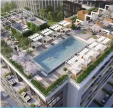  ?? CONTRIBUTE­D ?? A “rooftop terrace,” including an outdoor pool and hot tub, will comprise much of the eighth floor of the 32-storey tower.