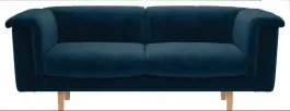  ??  ?? Emilio three-seat padded back sofa in ink blue velvet, £1,700 (habitat. co.uk)