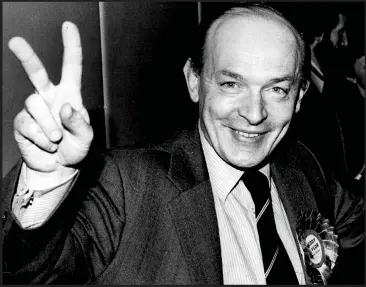  ??  ?? Victorious: Teddy Taylor after winning the Southend seat for the Conservati­ves in 1980