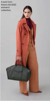  ?? ?? A look from Kiton’s fall 2022 women’s collection.