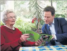  ??  ?? NICK CLEGG: LibDem leader visits Dr Lockwood in care home in Talgarth, Wales.