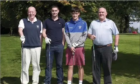  ??  ?? Jimmy Whittle, Seanie Furlong, Eoin Dempsey and John Evans at the Garden County Golf Classic in Coollattin.