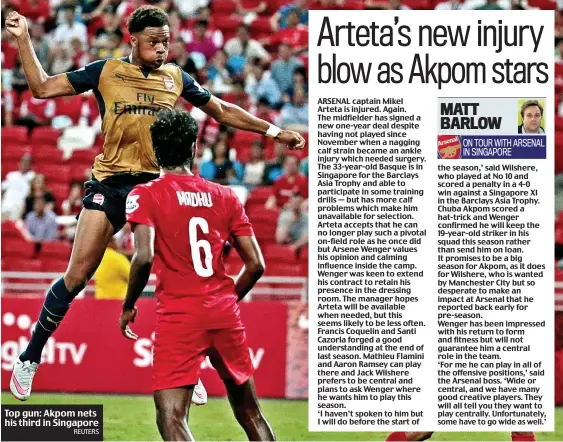  ?? REUTERS ?? Top gun: Akpom nets his third in Singapore