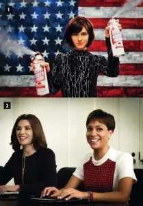  ??  ?? 1. ‘Braindead’ (2016), una serie de los King en la que se mezclaba política y aliens. 2. Julianna Margulies y Cush Jumbo en ‘The Good Wife’ (2009-2016). 3. El elenco protagonis­ta de la T1 de‘The Good Fight’. 1 2