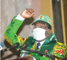  ?? — Pictures: Innocent Makawa ?? In this picture collage, ZANU PF First Secretary President Mnangagwa addresses delegates during the party’s 7th National Women’s League Conference in Harare yesterday and (right picture) the President is flanked by his deputies Cdes Constantin­o Chiwenga and Kembo Mohadi, Cdes Mabel Chinomona (seated second from left), Oppah Muchinguri-Kashiri and Monica Mutsvangwa in a group photograph with newly-elected leaders of the Women’s League national executive.