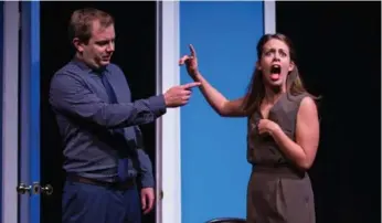  ?? RACHEAL MCCAIG ?? Kevin Whalen and Kirsten Rasmussen in the new Second City show Click Bait & Switch.