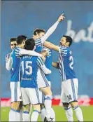  ?? FOTO: UNCITI ?? La Real celebra el gol de Illarra