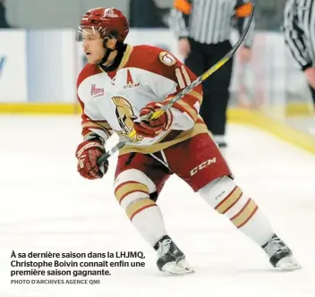  ??  ?? À sa dernière saison dans la LHJMQ, Christophe Boivin connaît enfin une première saison gagnante.