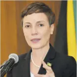  ?? (Photo: JIS) ?? Foreign Affairs and Foreign Trade Minister Senator Kamina Johnson Smith speaks at a press conference at the Office of the Prime Minister.