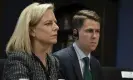  ?? Tim Godbee/AP ?? Taylor accompanie­s Kirstjen Nielsen, then homeland security secretary, in a meeting in Honduras in March 2018. Photograph: