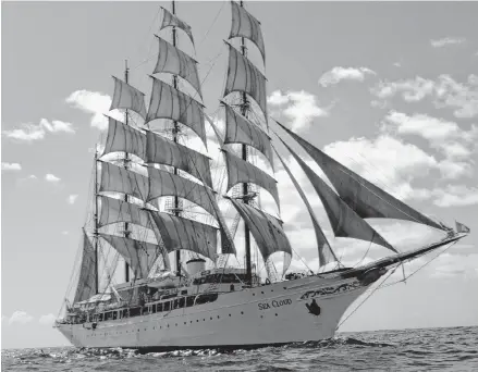  ?? PHOTOS BY SANDRA AND JOHN NOWLAN ?? The Sea Cloud is seen under full sail.