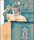  ?? HINDUSTAN TIMES ?? Prime Minister Narendra Modi addresses the nation at the Red Fort