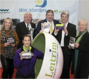 ??  ?? Pictured at the Holiday World Show RDS Dublin were, (front) Davinia McManus, Leitrim Tourism, Ciara Maxwell from The Shed Distillery, Joe Dolan, Director Failte Ireland, Lar Power, Chief Executive Leitrim Tourism Eoghan Corry, Editor of Travel Extra and Sarah McCarthy from Failte Ireland.