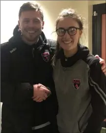  ??  ?? Wexford Youths goalkeeper Sophie Lenehan with manager Tom Elmes.
