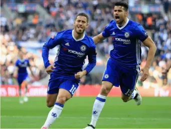  ??  ?? Hazard was superb at Wembley as Chelsea beat Tottenham to keep their double hopes alive (Getty)