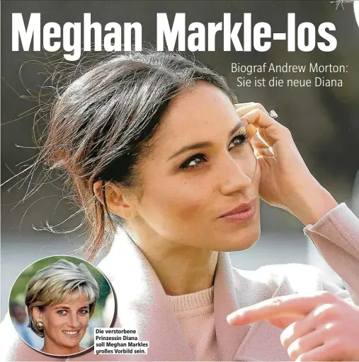  ??  ?? Die verstorben­e Prinzessin Diana soll Meghan Markles roßes Vorbild sein.