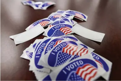  ?? ?? A pile of “I voted” stickers seen at the in Pennsylvan­ia in 2020. Photograph: SOPA Images/LightRocke­t/Getty Images