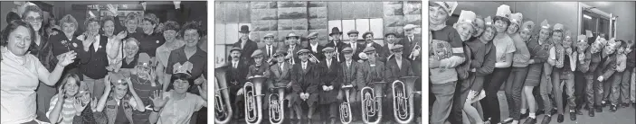  ?? PICTURES: PETER TUFFREY ?? ENTERTAINM­ENT: Armthorpe Women’s Action Group held Christmas parties for children of striking miners, left and right, in December 1984; the Armthorpe Markham Main Colliery Brass Band was formed in the 1920s.