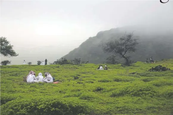  ?? Photos by Sam Mcneil, The Associated Press ?? People picnic in the Jabal Ayoub mountains north of Salalah, Oman. The foggy monsoon season draws thousands of visitors seeking relief from high temperatur­es elsewhere in the Arab world. The season lasts three months; it started June 21 this year.