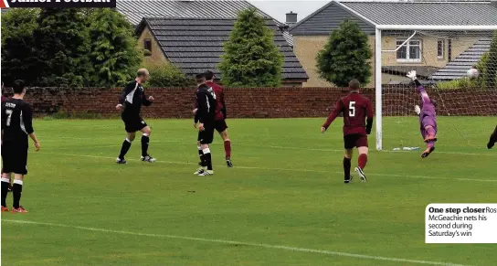  ??  ?? One step closer Ross McGeachie nets his second during Saturday’s win