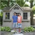  ?? LUCAS OLENIUK/TORONTO STAR ?? Josh, left, and Matt Loduca spend many days playing near the geographic centre of Toronto: the shed in the backyard of their house at 37 Wanless Cres.