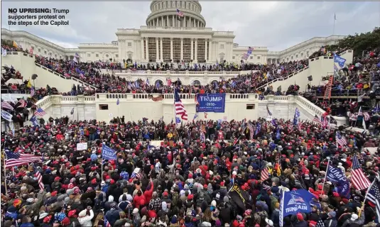  ??  ?? NO UPRISING: Trump supporters protest on the steps of the Capitol