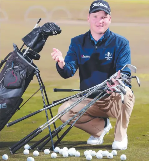  ?? Picture: MIKE DUGDALE ?? HIT OUT: Max Edmanson, from the Portarling­ton Golf Club pro shop, gets set for next week’s carnival.