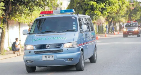  ?? Photo / AP ?? An ambulance believed to be carrying one of the rescued boys heads to the hospital in Chiang Rai city late last night.