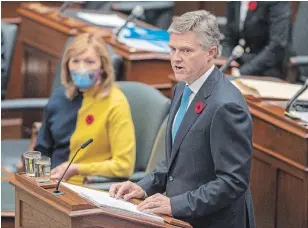  ?? FRANK GUNN THE CANADIAN PRESS ?? “There is still great uncertaint­y in the global economy, and this means the same thing for the Ontario budget as it does for the family and business budgets,” said Finance Minister Rod Phillips.