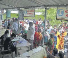  ?? AP ?? People assemble to register themselves to get inoculated against Covid-19 in Hyderabad on Thursday.