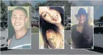  ?? WPEC/COURTESY ?? Sean Henry, 26, of Jupiter, Kelli Doherty, 20, of Tequesta, and Brandi El-Salhy, 24, of Gainesvill­e, were killed at a Super Bowl party in 2017.