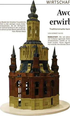  ??  ?? Das Modell der Dresdner Frauenkirc­he gehört zu den wenigen neuen AnkerStein­baukästen, die der Alt-Eigentümer Gollnest & Kiesel in den vergangene­n Jahren auf den Markt gebracht hat.
Foto: Norbert Block
