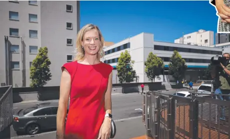  ?? Picture: RICHARD JUPE ?? SYSTEM STRUGGLING: Rebecca White launches Labor’s health policy outside the Royal Hobart Hospital.