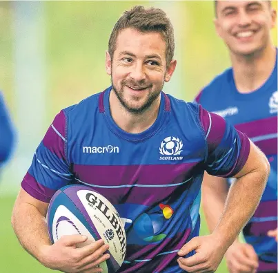  ?? Group. Picture: SNS ?? Greig Laidlaw: all smiles at yesterday’s squad session at the Oriam in Edinburgh as he ended speculatio­n that his move to French league leaders Clermont Auvergne would bring an end to his involvemen­t with Scotland.