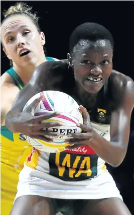  ?? Picture: Reuters ?? Proteas captain Bongiwe Msomi during yesterday’s World Cup semifinal 53-55 loss to Australia.
