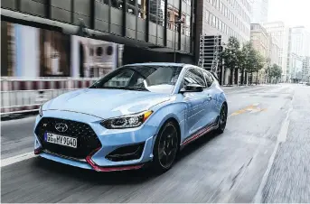  ?? HYUNDAI ?? The 2019 Hyundai Veloster Turbo is equal parts forgiving and fast, bringing fun to the brand.