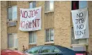  ??  ?? Banners are displayed on a building in Washington DC on 9 August. Photograph: Eric Baradat/AFP/Getty Images